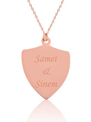DMR Elegance Gümüş Rose Kişiye Özel İsimli Zırh Plaka Kolye