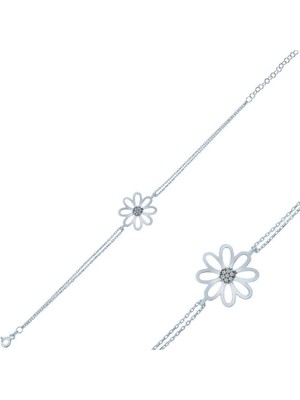 DMR Elegance Gümüş Çiçek Bayan Bileklik