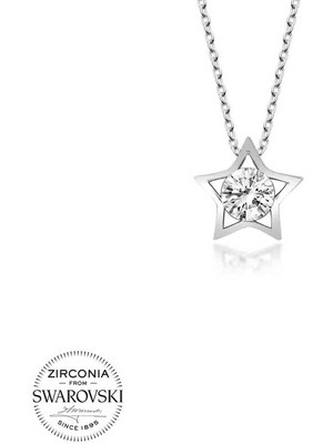 DMR Elegance Swarovski Taşlı Gümüş Yıldız Bayan Kolye