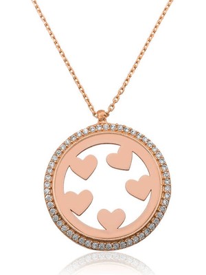 DMR Elegance ​gümüş Rose Kalp Çemberi Bayan Kolye