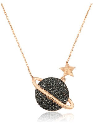DMR Elegance Gümüş Rose Gezegen Bayan Kolye