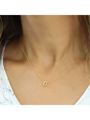DMR Elegance Gümüş Gold 3 Boyutlu Harf O Bayan Kolye