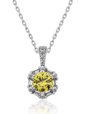 DMR Elegance ​gümüş Buğday Sarısı Baget Taşlı Bayan Kolye