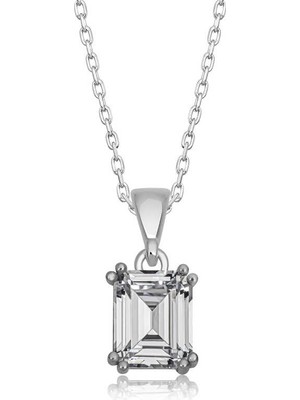 DMR Elegance Gümüş Baget Zirkon Taşlı Kadın Kolye