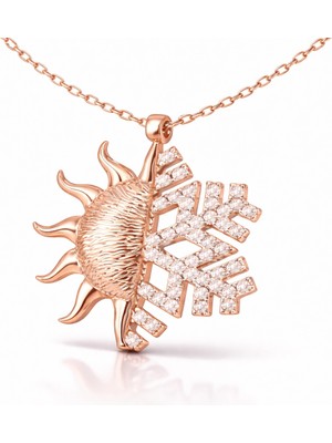 DMR Elegance Gümüş Rose Güneş Kartanesi Bayan Kolye