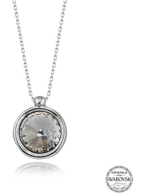 DMR Elegance Swarovski Crystal Taşlı Çerçeveli Gümüş Kadın Kolye