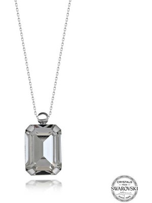 DMR Elegance Swarovski Crystal Taşlı Baget Gümüş Kadın Kolye