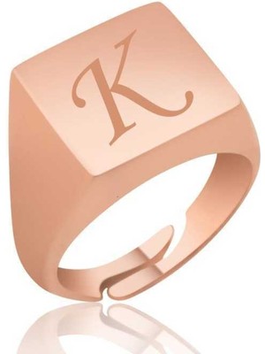 DMR Elegance Gümüş Rose Ayarlanabilir Harfli Şovalye Bayan Yüzük