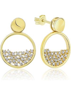 DMR Elegance Gümüş Gold Çiğ Damlası Bayan Küpe