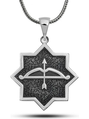 DMR Elegance ​gümüş Ok Yay Işlemeli Sekizgen Tasarım Kolye