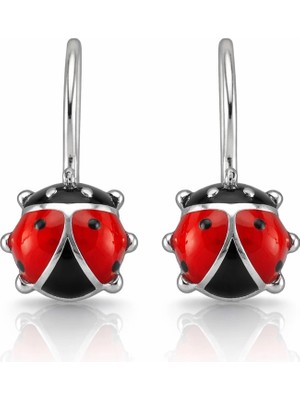 DMR Elegance Gümüş Sallantılı Uğur Böceği Çocuk Küpesi