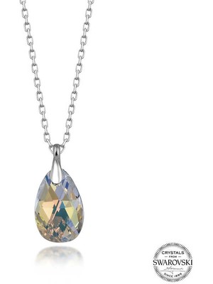 DMR Elegance Swarovski Crystal Taşlı Damla Gümüş Kadın Kolye