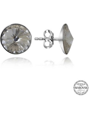 DMR Elegance Swarovski Crystal Taşlı Gümüş Çivili Kadın Küpe