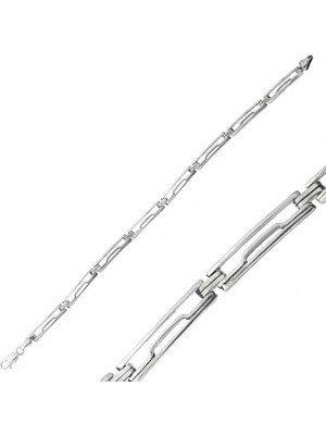 DMR Elegance Gümüş Oksitli Erkek Bileklik