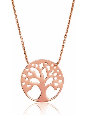 DMR Elegance Gümüş Rose Hayat Ağacı Bayan Kolye