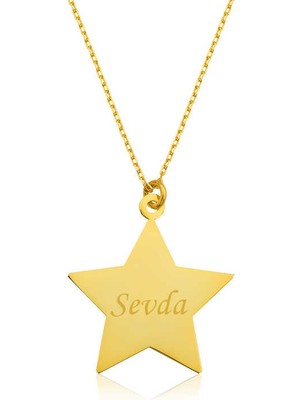 DMR Elegance Gümüş Gold Kişiye Özel Isimli Yıldız Kolye