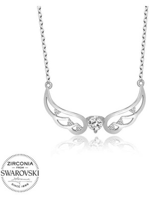 DMR Elegance Swarovski Taşlı Gümüş Kanat Bayan Kolye