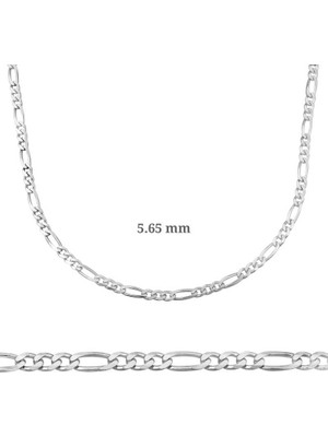 DMR Elegance 5.65 mm Gümüş Figaro Zincir - 160 Mikron