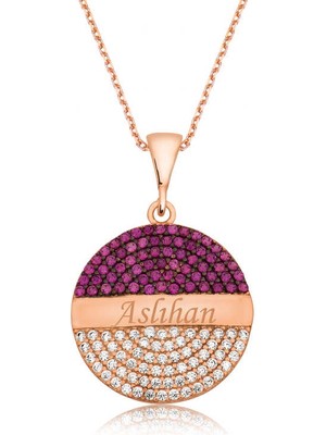 DMR Elegance Gümüş Rose Yuvarlak İsimli Bayan Kolye