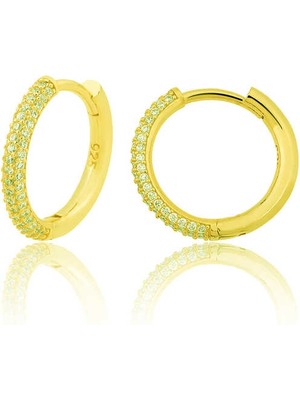 DMR Elegance Gümüş Gold Halka Kadın Küpe