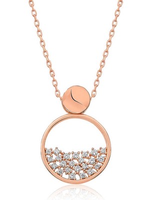 DMR Elegance Gümüş Rose Çiğ Damlası Bayan Kolye