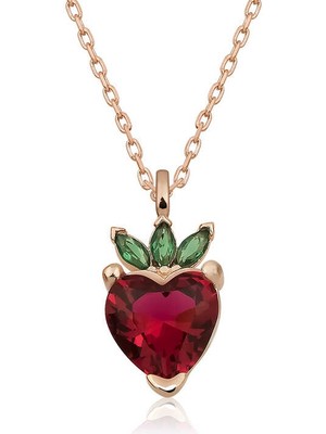 DMR Elegance ​gümüş Rose Çilek Figür Meyve Kolye