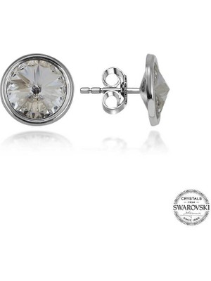 DMR Elegance Swarovski Crystal Taşlı Gümüş Çivili Kadın Küpe