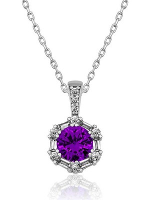 DMR Elegance ​gümüş Menekşe Moru Baget Taşlı Bayan Kolye