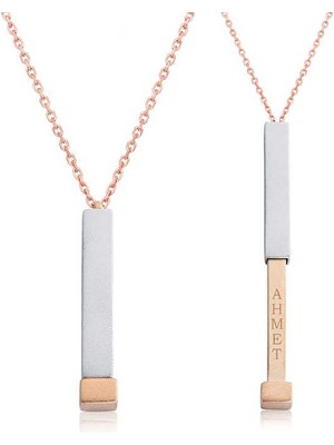 DMR Elegance Gümüş Rose İsim Yazılabilen Açılır Çubuk Kadın Kolye