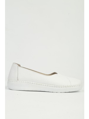 Benetton Pierre Cardin Hakiki Deri Beyaz Kadın Babet PC-55717