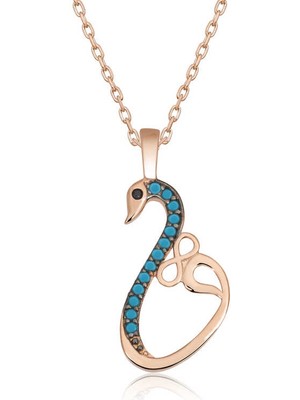 DMR Elegance Gümüş Rose Sonsuzluk Kadın Kuğu Kolye