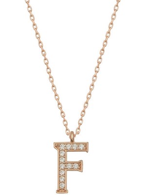 DMR Elegance Gümüş Rose F Harfi Kadın Kolye