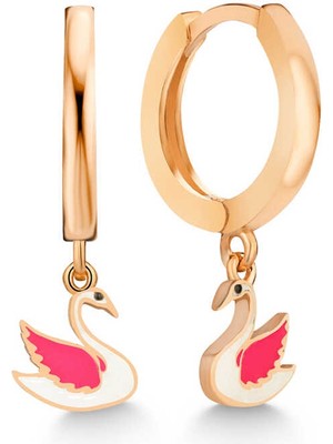 DMR Elegance Gümüş Rose Kuğu Sallantılı Kadın Küpe