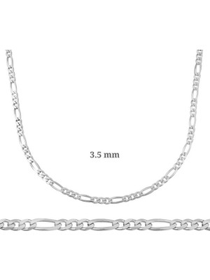 DMR Elegance 3.5 mm Gümüş Figaro Zincir - 100 Mikron