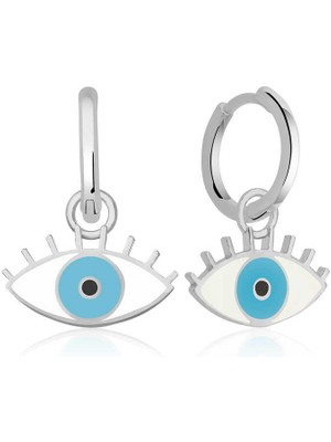 DMR Elegance ​gümüş Fosforlu Mavi Göz Küpe