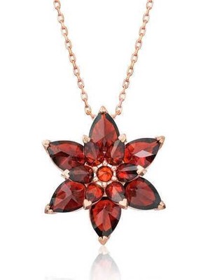 DMR Elegance ​​gümüş Rose Kırmızı Lotus Çiçeği Kolye
