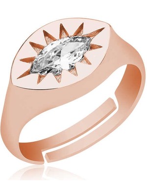 DMR Elegance ​gümüş Ayarlanabilir Rose Kuzey Yıldızı Şovalye Yüzük