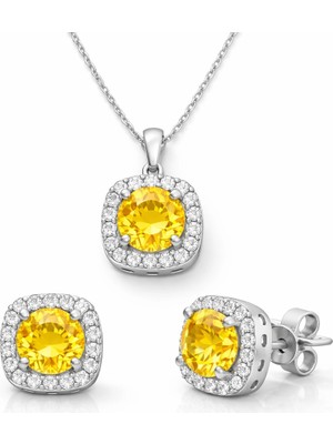 DMR Elegance ​gümüş Sarı Baget Taşlı Kadın Set