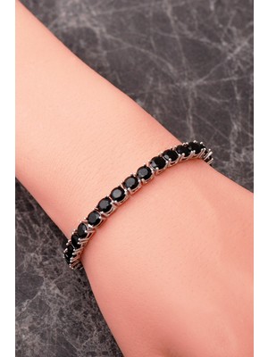 Sümer Telkari 3 Farklı Renk Seçenekli 5 mm Su Yolu Rodyumlu 925 Ayar Gümüş Bileklik 4914