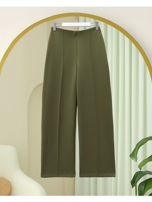 Modamorfo Bol Paça Çimalı Iki Ip Penye Pantolon  -Haki