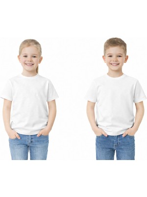Ataş Sade Beyaz Okul ve Günlük Ünisex Tişört 23 Nisan Vb Etkinlikler  T-Shirt