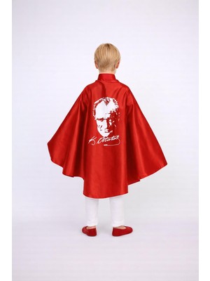 Dıgıl Kids Atatürk Baskılı Kırmızı Renk Pelerin