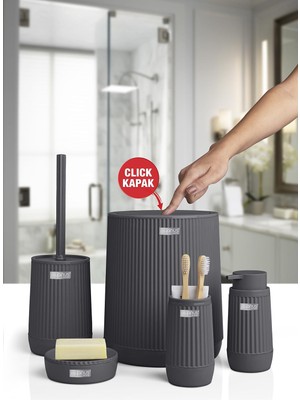 Feyza Design Şık Antrasit 5'li Banyo Seti, Modern ve Kullanışlı Tasarım