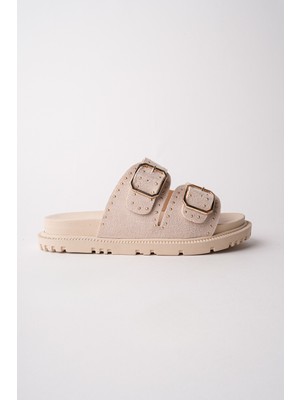 Muggo Estiva Ayarlanabilir Çift Tokalı Zımbalı Günlük Kadın Terlik