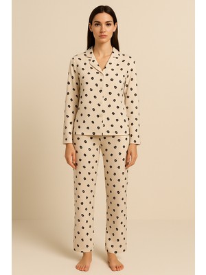 Bony Socks Kadın Desenli Düğmeli Pijama Takımı