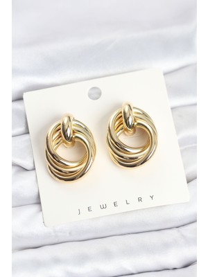 Ayder Timya Pirinç Gold Renk Sarmal Halka Model Vintage Kadın Küpe - TJ-BKP11637 TG/Tmy229445