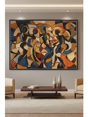 Safir Design Soyut Figürlü Kübik Tasarım Çerçeveli Tablo Dinamik Hareketli Duvar Dekoru