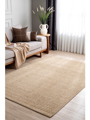 Koza Halı Retro Plain Natural Düz Dokuma Tozumaz Salon Koridor Balkon Teras Bahçe Oturma Odası Halısı A3190A