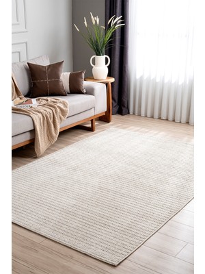 Koza Halı Retro Plain Krem Düz Dokuma Tozumaz Salon Koridor Balkon Teras Bahçe Oturma Odası Halısı A3190A