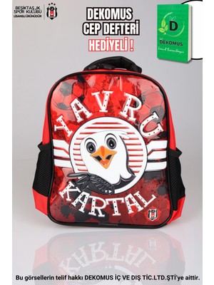 "dekomus Cep Defteri Hediyeli" Yeni Sezon Lisanslı Beşiktaş Tek Bölmeli Küçük Boy 32 cm Anaokul Çantası Yavru Kartal